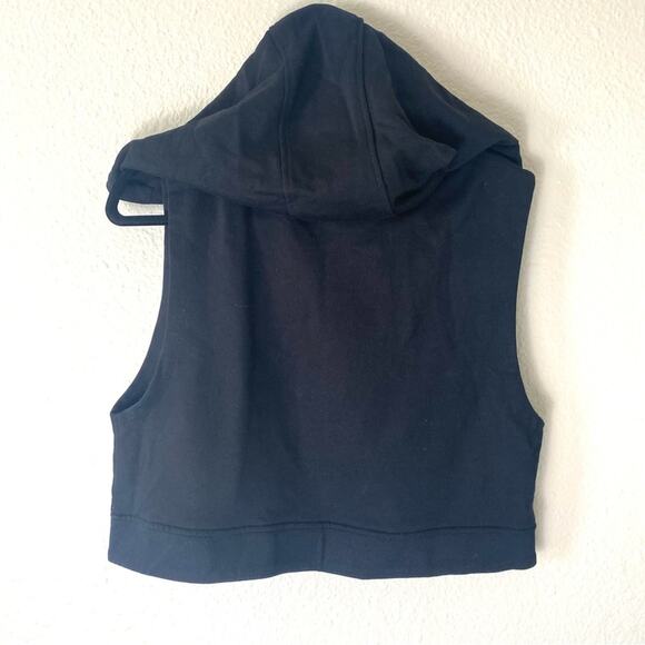 Ivy Park Black Cropped Sleeveless Hoodie with Logo Patch Size XS - Picture 3 of 8